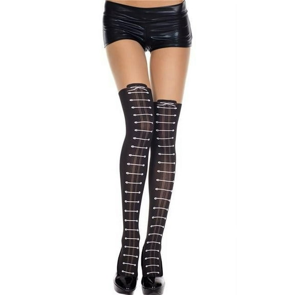 Music Legs Women's Faux lace up design spandex pantyhose