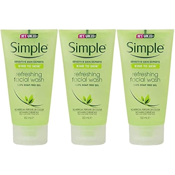 Simple Kind to Skin Refreshing Facial Gel Wash, 5.07 Ounce / 150 Ml Pack of 3