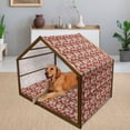 thumbnail image 2 of Vintage Pet House, Romantic Red Rose Blooms with Sketches Classical Valentines Day Inspired, Outdoor & Indoor Portable Dog Kennel with Pillow and Cover, 5 Sizes, Red Khaki Sand Brown, by Ambesonne, 2 of 4