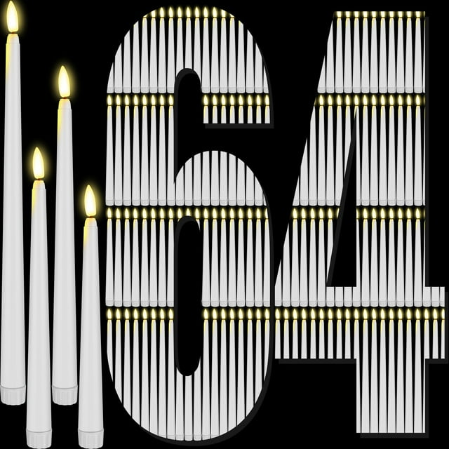 Velas cónicas LED sin llama Rossesay, 64 unidades, 22 cm, 24,5 cm, 27,5 cm, 32,5 cm