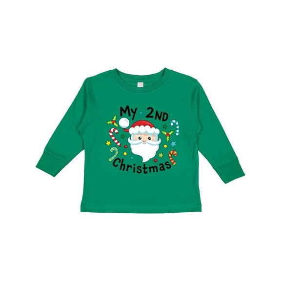 Inktastic My Second Christmas Santa with Candy Canes Boys or Girls Long Sleeve Toddler T-Shirt