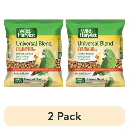 (2 pack) Wild Harvest Universal Blend For Medium And Large Birds 3 Pounds, Fortified Nutrition