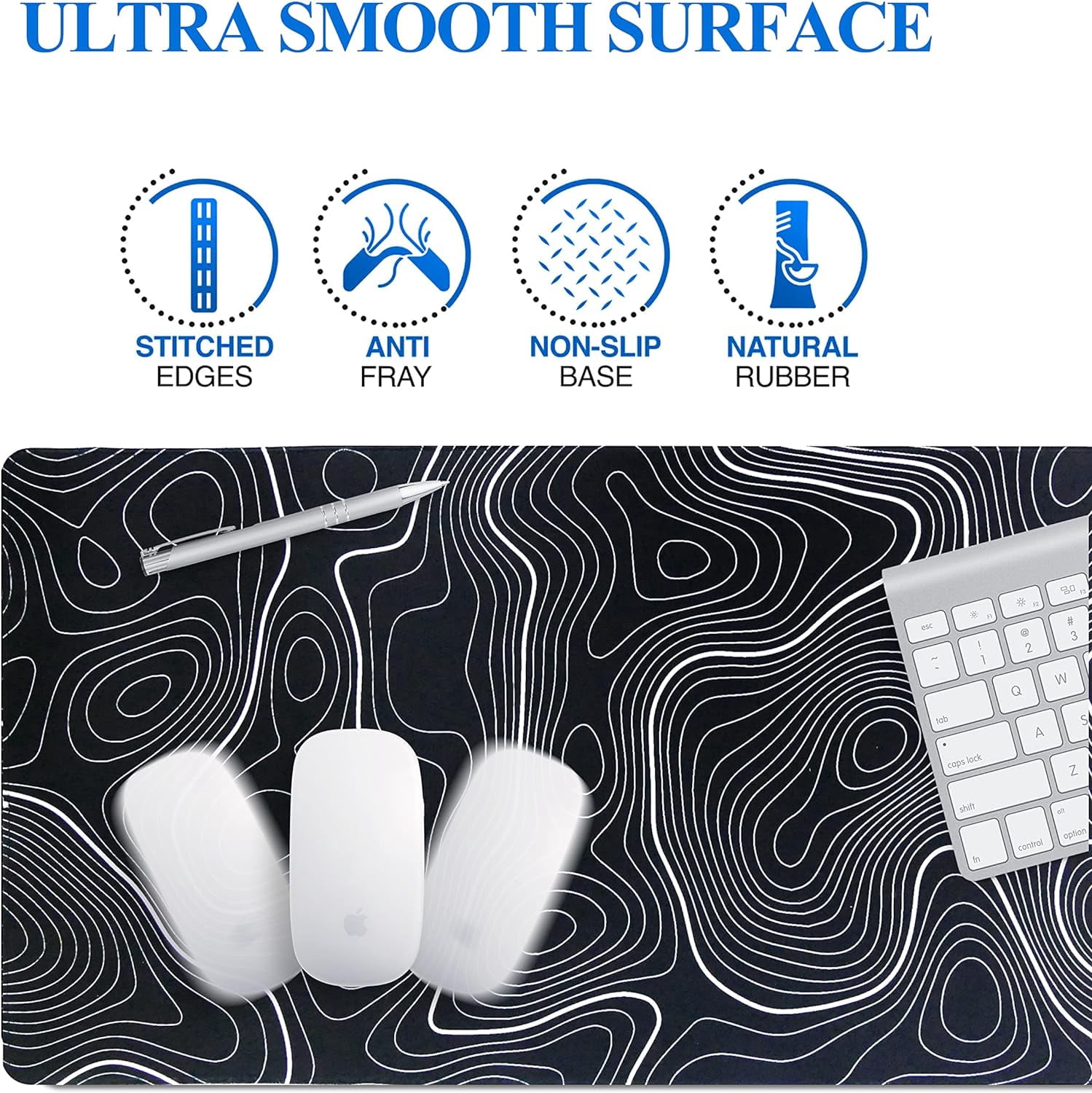 Gaming Mouse Pad XXL Extended Large Desk Pad Mat 34.65 x 15.75 Inches Keyboard Laptop Computer Mousepad with Non-Slip Base Stitched Edge for Home Office Gaming Work