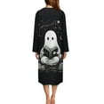 thumbnail image 2 of Xoenoiee Ghost Book Print Women Zipper Robe Long Sleeves Loungewear Dress Halloween Full Length Sleepwear Pockets Housecoat Nightgown Long Bathrobe, S, 2 of 7