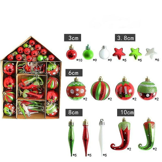 Bolas De Navidad, Decoraciones Para Árboles De Navidad 70 Piezas, Bolas De Decoración De Plástico, Decoración Navideña