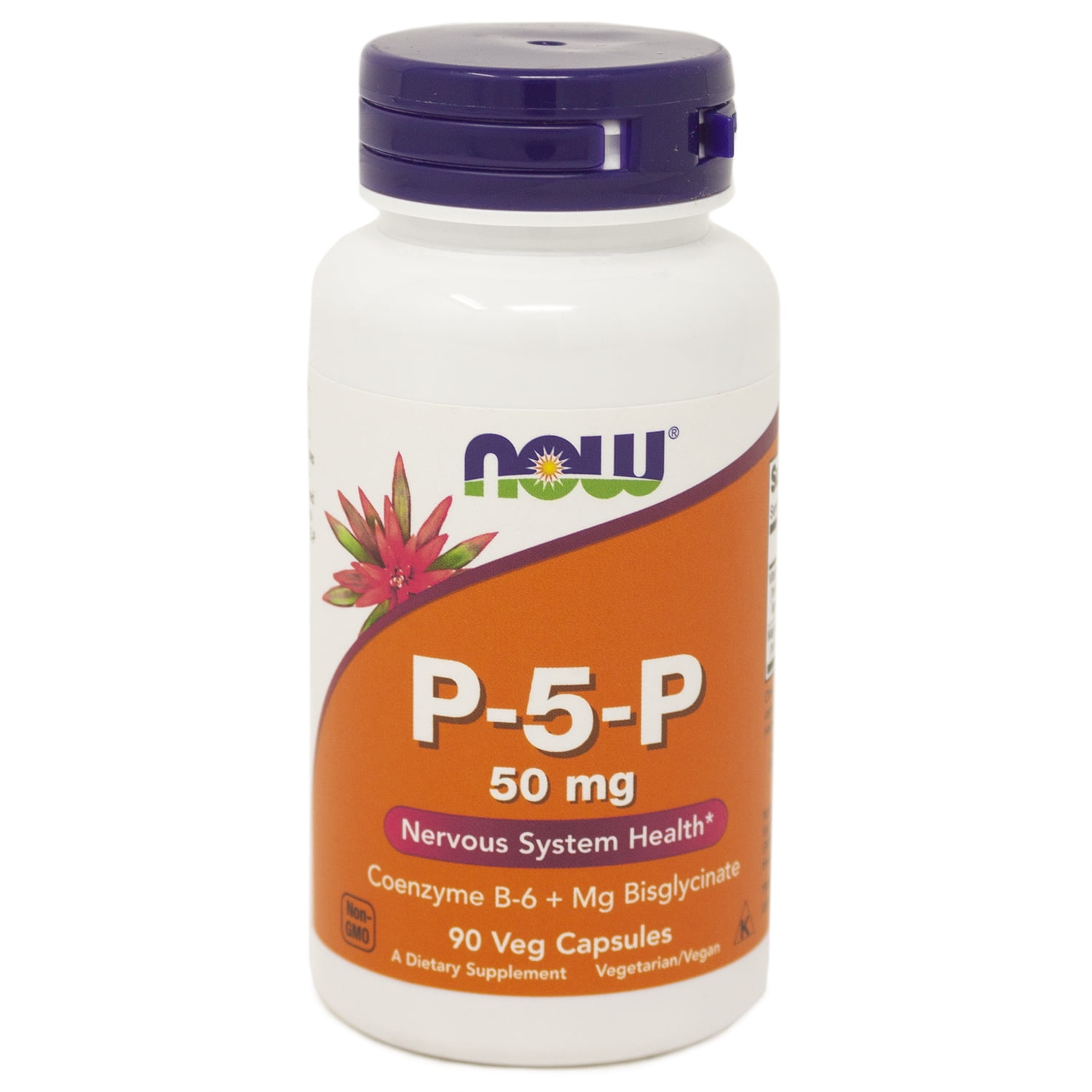 NOW Supplements, P-5-P 50 mg with Coenzyme B-6 + Mg Bisglycinate, 90 Veg Capsules