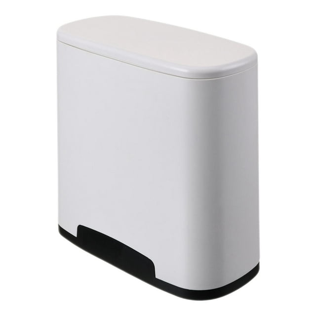 Abbracc Narrow Trash Can Garbage Container Dustbin Bucket with Bag Storage Groove Trash White