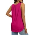 thumbnail image 6 of JGGSPWM Women's Sleeveless Pleated Front Cotton Blend Tunic Top Round Neck Summer Casual Tee Blouse Hot Pink 2XL, 6 of 6
