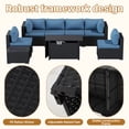 thumbnail image 7 of Clouddwell 12-Piece Patio Furniture Set With Fire Table On Sale, Black Rattan Wicker Outdoor Sectional Sofa Couch with Table Patio Conversation Set for Lawn& Backyard, Blue, 7 of 7
