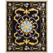 SAFAVIEH Savonnerie Elvan Floral Bordered Wool Area Rug, Black/Multi, 4 x 6