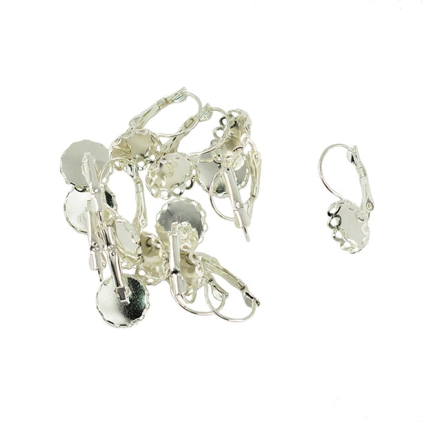 12 unids / pack gancho francés DIY pendiente que hace la palanca de alambre de la oreja pendiente de alambre de la oreja trasera accesorios de joyería Blanco plateado Soledad Pendientes para hacer hallazgos