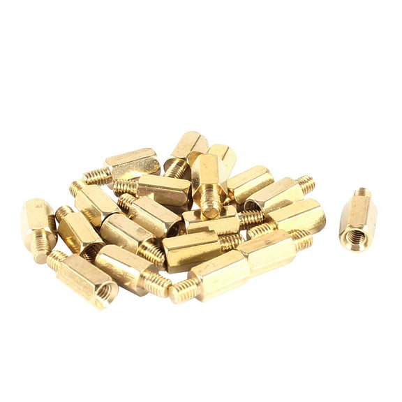 20 Pcs M3 x 10mm   4mm Male to Female Thread Brass Hexagon Hex Standoff Spacer