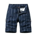 thumbnail image 2 of ALLLIST Graphic Mens Shorts Mid Short Straight-Leg Blue Cotton and Linen with Pockets Workout Cargo Button Casual Shorts, 2 of 8