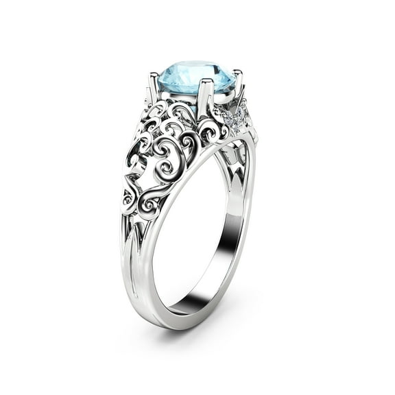 Natural Aquamarine Engagement Ring