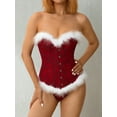 thumbnail image 2 of Corsé De Navidad Para Mujer, Tops, Empalme, Hebilla Delantera, Atar En La Espalda, Disfraz De Cosplay XBTCLXEBCO XXXL;Negro Rojo A, 2 of 6