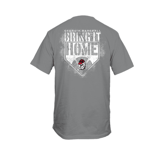 New World Graphics UGA Bulldogs Georgia Baseball Bring It Home Plate Comfort Colors Graphite Graphic T-Shirt-Small