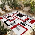 thumbnail image 2 of Outdoor Rug 3x5 ft Red Abstract Lines Waterproof Outdoor Patio Rug Mat Non Slip Outside Area Rugs Carpet for RV,Camping,Porch,Deck,Pool,Balcony,Backyard, Modern Art, 2 of 9