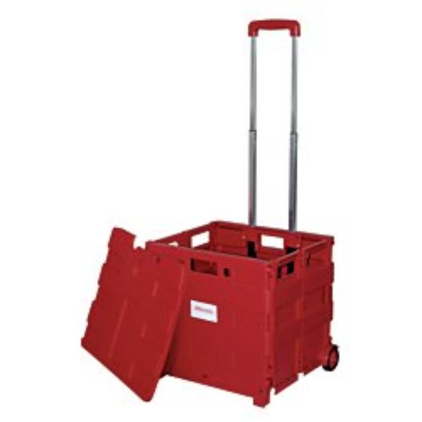 Mobile Folding Cart With Lid, 16in. x 18in. x 15in, Red, 50802