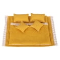 thumbnail image 1 of Juego de ropa de cama para casa de muñecas a escala 1:12, sábanas, colchas, almohadas, decoración de escenas, adornos, vida Amarillo, 1 of 9