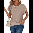 thumbnail image 3 of Camisetas para Mujer, Camisetas Informales con Mangas Murciélago Lisas y Dobladillo Cruzado, Camisetas Ajustadas A Albaricoque XS, 3 of 8