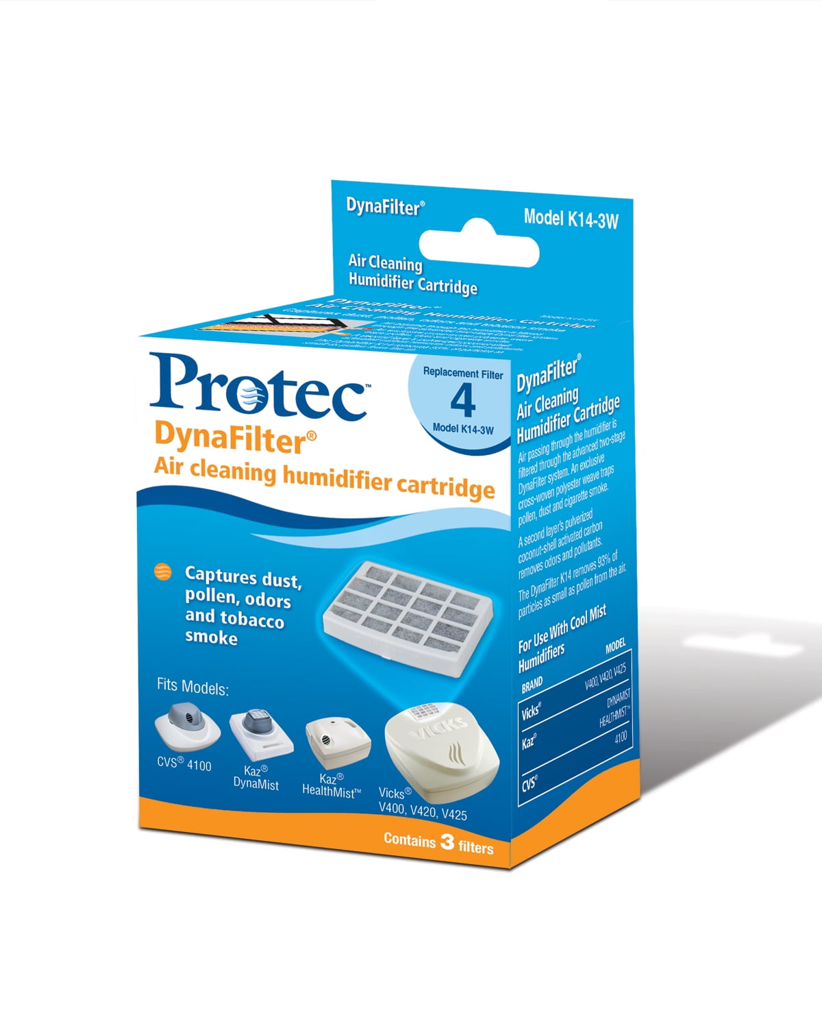 Protec DynaFilter Air Cleaning Humidifier Cartridge, 3 Pack Walmart