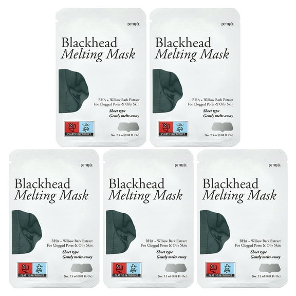Petitfee Blackhead Melting Beauty Mask, 5 Patches, 0.08 fl oz (2.5 ml) Each