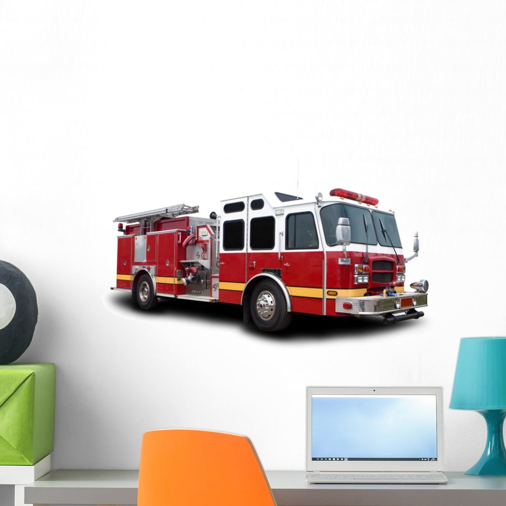 Fire Truck Wall Decal By Wallmonkeys L And Stick Graphic 18 In W X 9 H Wm83261