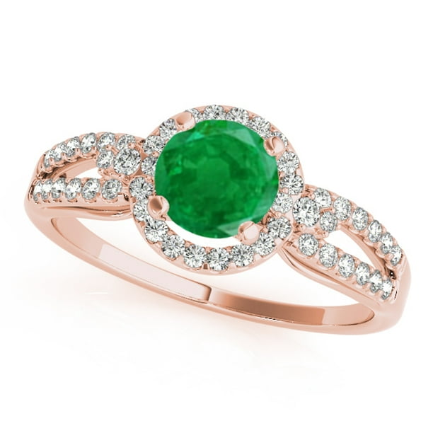 Aonejewelry - 1.15 Ct. Halo Emerald And Diamond Engagement Ring In 14k ...