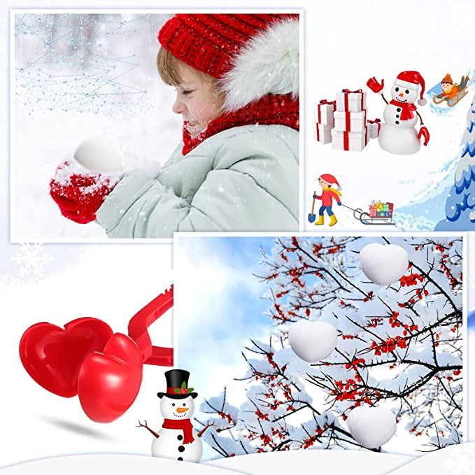 Snow Toys for Kids Ages 4-8 8-12, 24pcs Winter Snow Ball Makers for Kids,  Snowball Making Kit Heart Snow Molds Shaper for Kids Outdoor Play, Dinosaur