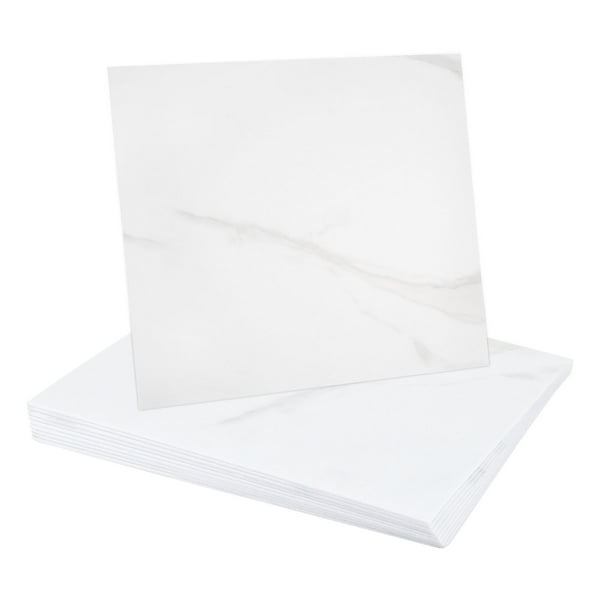 Uxcell 10Pcs Azulejos de Mármol Autoadhesivos, Paneles de Pared Impermeables para Salpicadero, Azulejos de Ducha Autoadhesivos de 12"x12" para Baño, Diseño Clásico Blanco