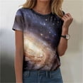 thumbnail image 2 of vigerkar Cute Tops for Women Galaxy Space Print Petite Shirts Casual Short Sleeve Crewneck Graphic Tees Blouses (Brown, XL), 2 of 5