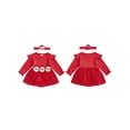 thumbnail image 2 of Miaouyo Infant Baby Girl Christmas Fall Ribbed Romper Dress 0 3 6 9 12 18 Months Santa Claus Round Neck Mesh Bubble Jumpsuit with Headband, 2 of 9