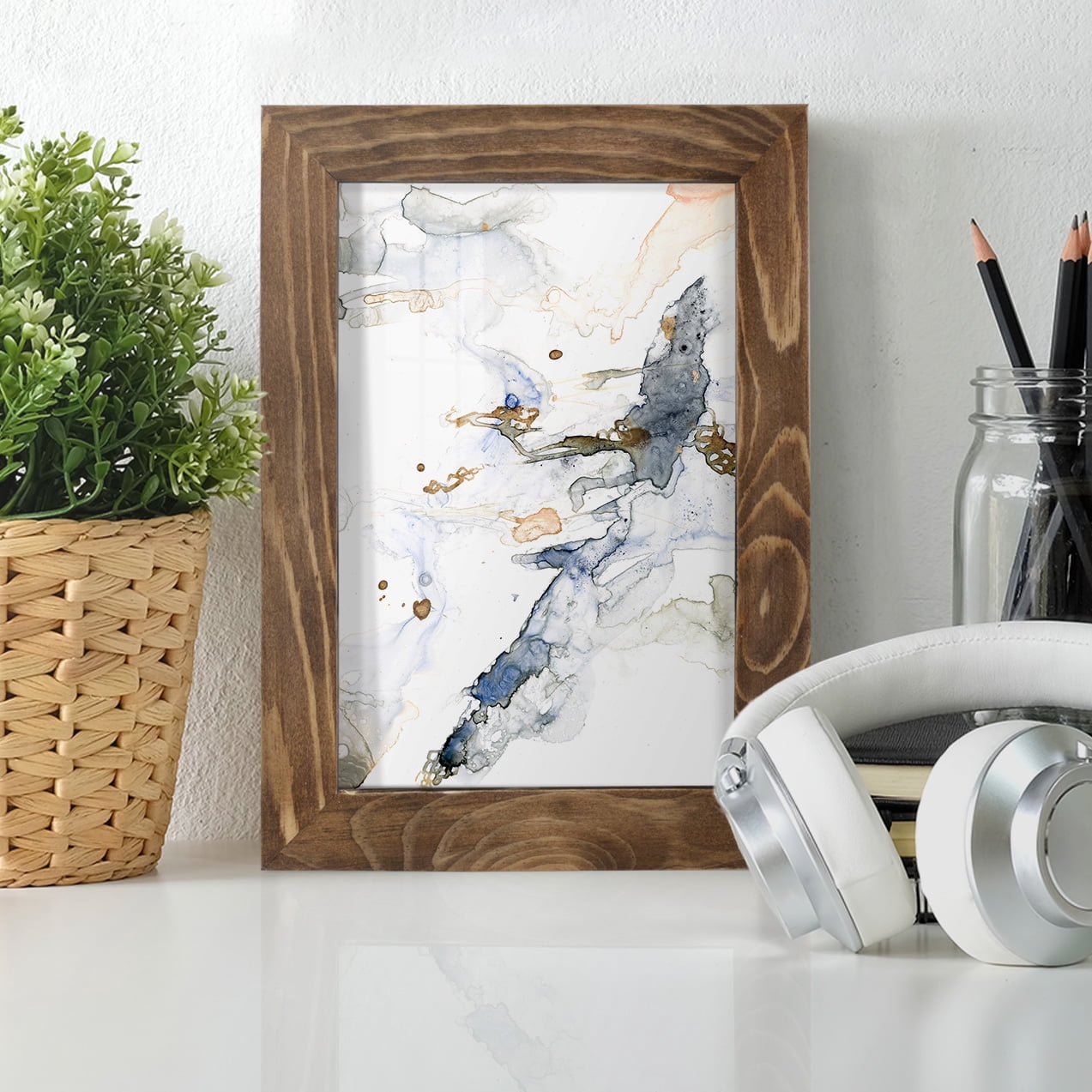 Organic Interlace I -Framed Print w/glass-Walnut