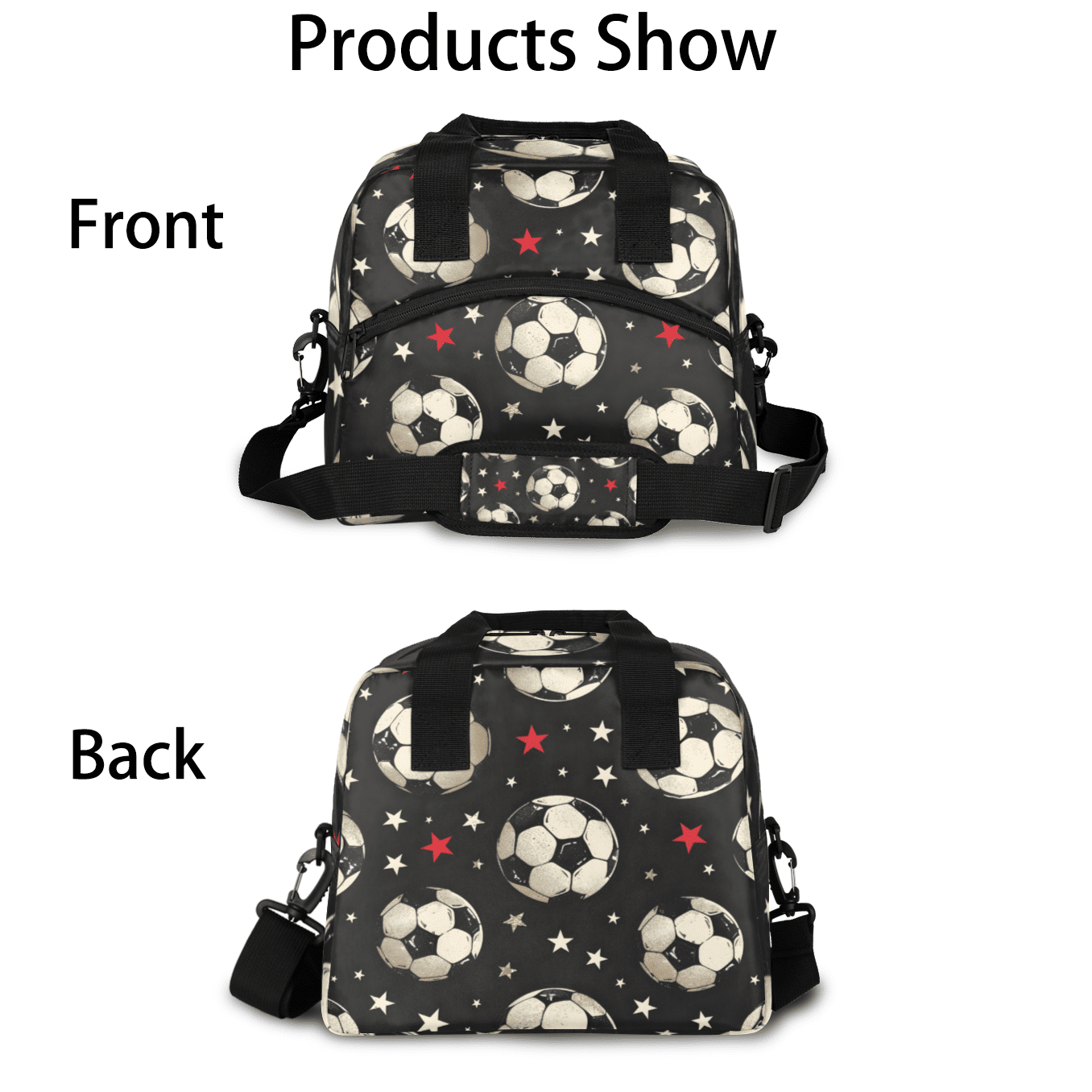 Herdesigns Soccer Insulated Lunch Bag for Women Men Adults Large Reusable Lunch Box Sports Leakproof Cooler Tote Bags with Adjustable Shoulder Strap