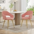 thumbnail image 3 of VECELO Set of 2 Modern Velvet Dining Chair with Thick Cushions, Upholstered Kitchen Chair with Gold Metal Legs, Pink, 3 of 14