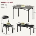 thumbnail image 2 of FOLDLIFE Dining Table Set for 4, Kitchen Table with Upholstered Bench and 2 Chairs, Kitchen Table and Chairs Set, Grey, 2 of 7