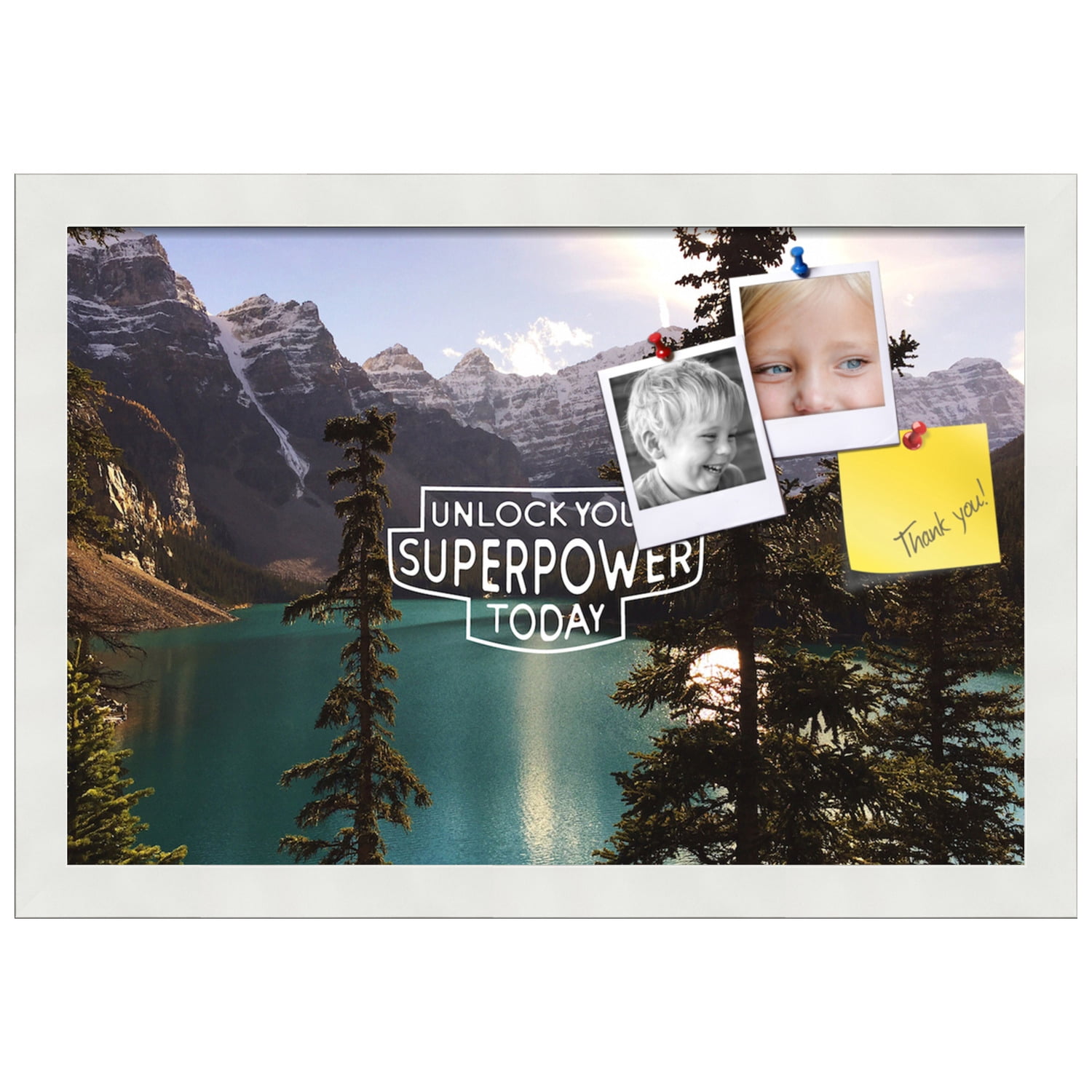 PinPix 18x12 Custom Cork Bulletin Board Unlock Superpower Poster Board Has a Fabric Style Canvas Finish, Framed in Unlock Superpower, by ArtToFrames (PinPix-1491)
