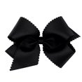 thumbnail image 1 of Wee Ones Lazo para el cabello clásico de grosgrain para niñas con bordes festoneados y centro envolvente liso en una pinza para el cabello WeeStay, negro mediano, 1 of 1