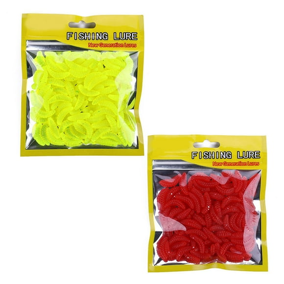 50pcs/bag 2cm Soft Bread Bug Pole Bait Bionic Grubs Trout Lures Plastic Hand Pole Bait Artificial Fishing Lures