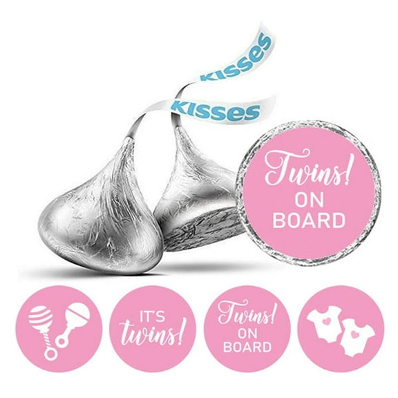 Darling Souvenir 190 Pieces Light Pink Baby Shower Favor Stickers - Chocolate Candy Label Wrappers for Newborn Party, Mini Seals & Decor