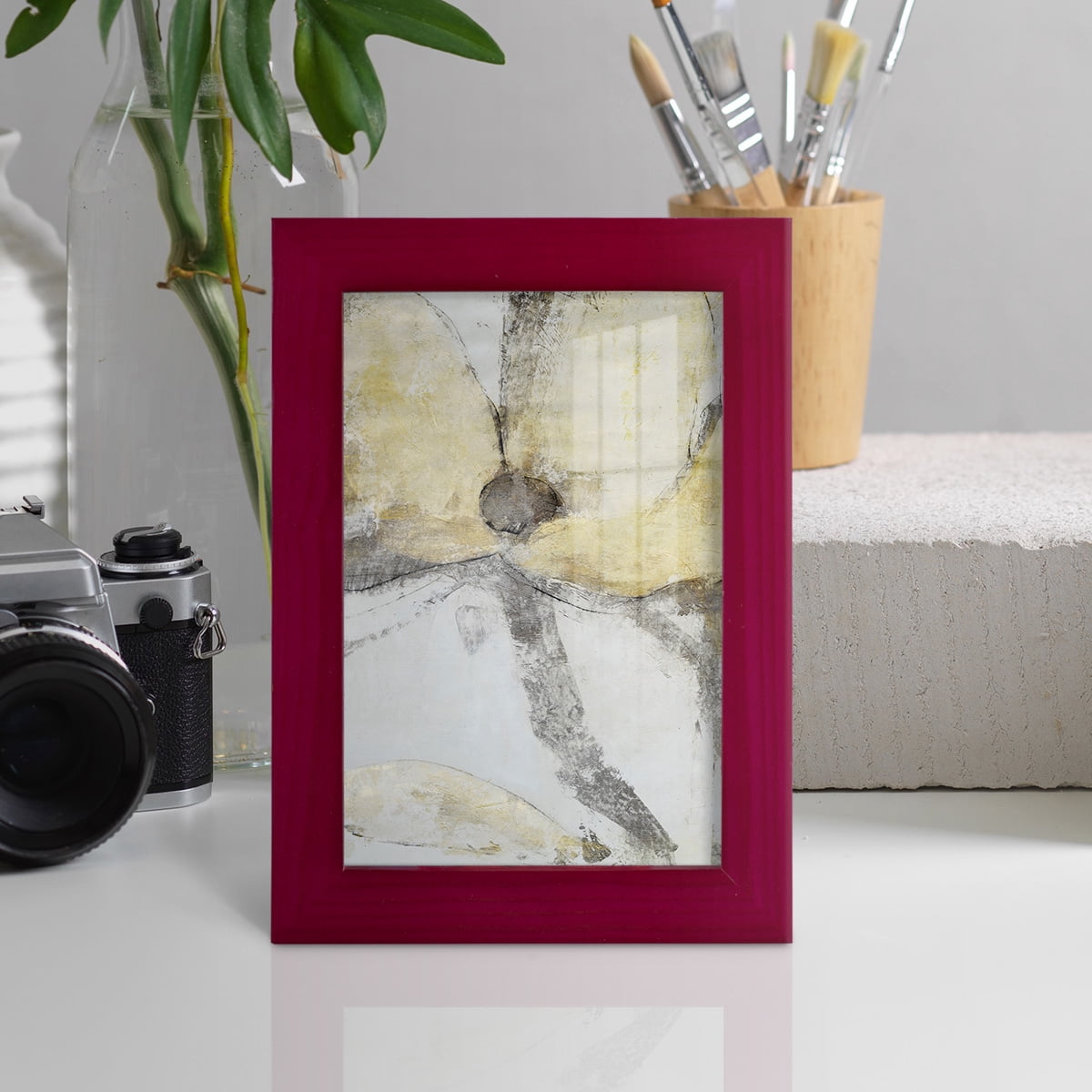Une Fleur I - Framed Print w/glass - Cherry Red