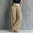 thumbnail image 5 of SAWOBUUN Women High Waist Wide Leg Pants with Belt Pleated Flowy Palazzo Elegant Casual Pants with Pockets, 5 of 5