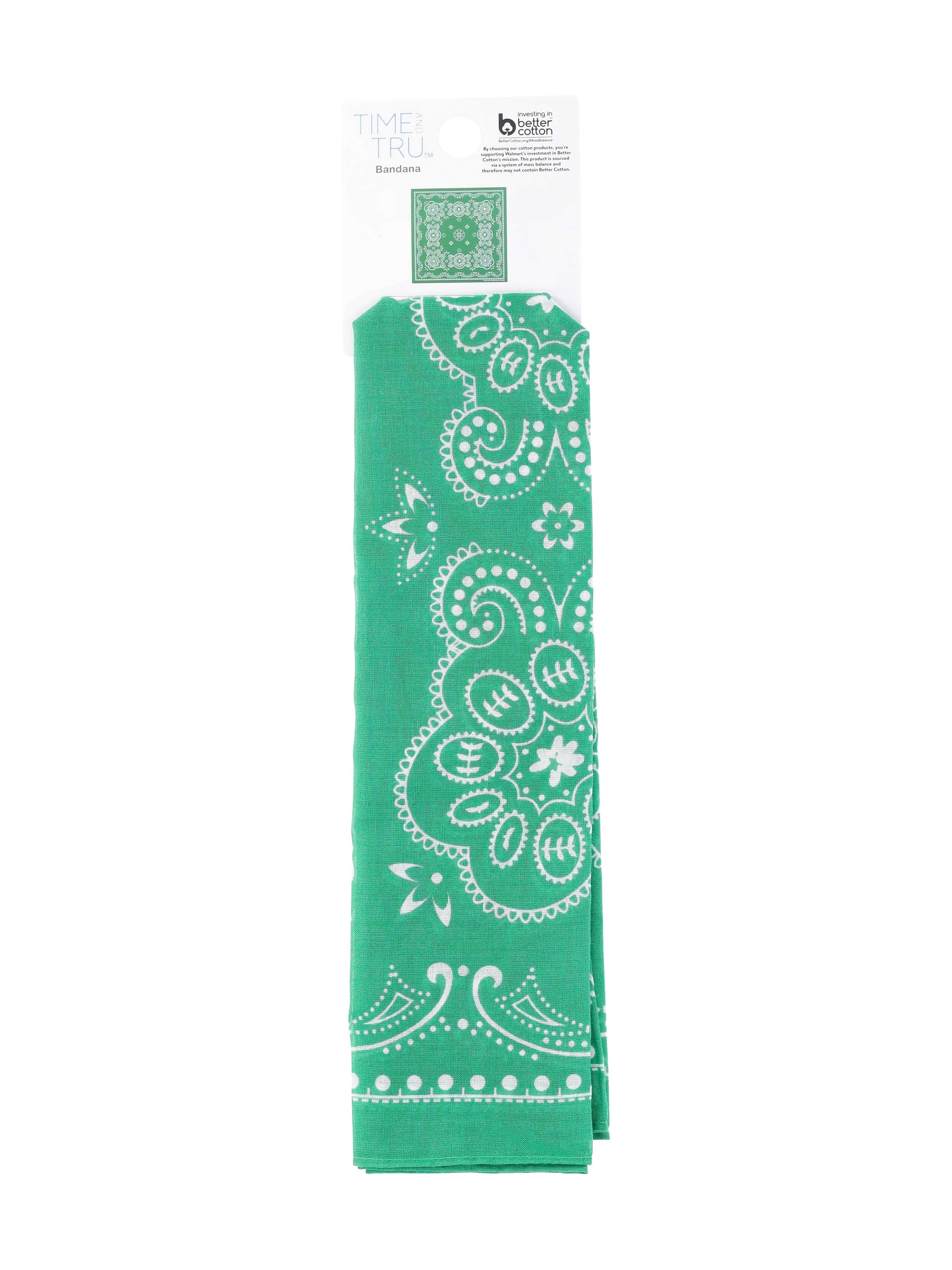 Time and Tru Women's Western Star Bandana, Kelly Green, One Size Fits Most