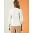 thumbnail image 5 of DARING DIVA Women's Satin Blouse Long Sleeve V Neck Top Shirts S White, 5 of 6