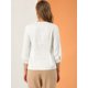 thumbnail image 5 of Blusa de satén para mujer Camisas informales sólidas con cuello en V de manga 3/4 blanco M, 5 of 6