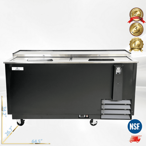 Cooler Depot NSF 65" Beer Bottle Cooler with Glass Froster & Cap Catcher, Model JBC-65