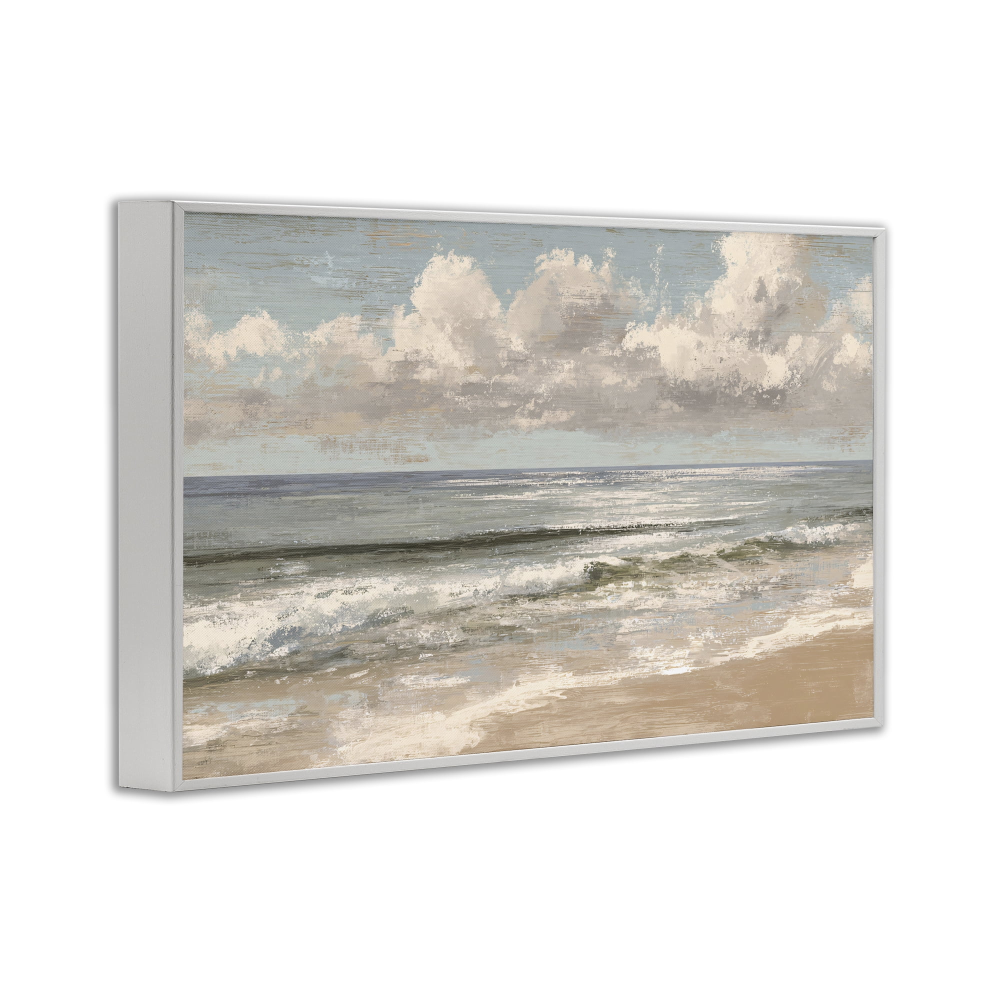 Stupell Industries Distressed Beach Horizon White Framed Giclee Art, design by Jacky Ngan