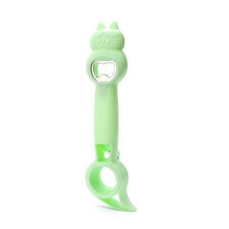 

4 Functions Jar Tin Opener Easy Safe for Use Opener for Beer Canned Food Bottle Green