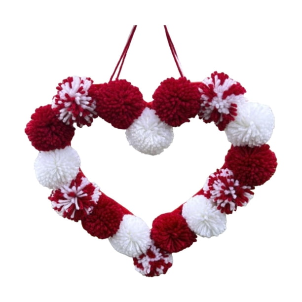 Guirnalda navideña con forma de corazón, decoración navideña creativa para compromiso Rojo y blanco