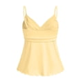 thumbnail image 3 of Women's V Neck Wrap Front Tank Tops for Women Sleeveless Tie Waist Ruffle Hem Casual Summer Blouses Lightweight Breathable Flowy Top Yellow 2XL, 3 of 5